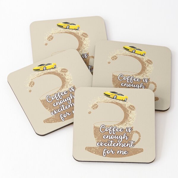 Item preview, Coffee is Enough Excitement For Me Funny Yellow Sports Car Thrill Driver Commercial Humor designed and sold by JoyOfHopeStore.