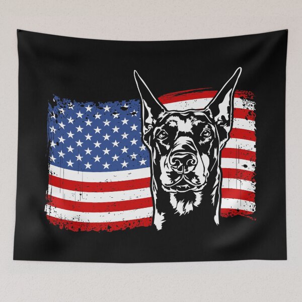 Item preview, Doberman Pinscher Dog Flag Patriotic Dog Canine Portrait designed and sold by dogarts.