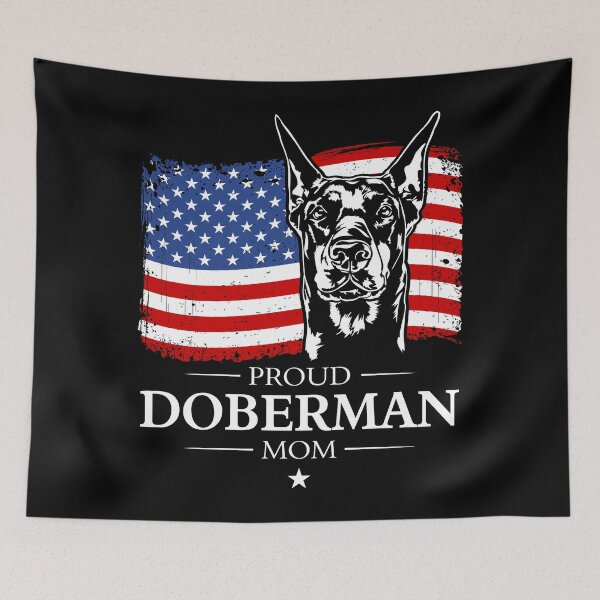 Item preview, Doberman Mom Dog Flag Patriotic Dog Canine Portrait designed and sold by dogarts.