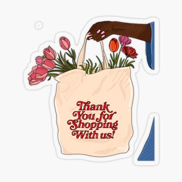 Thank You For Shopping With Us Shopping Bag Sticker, 54% OFF