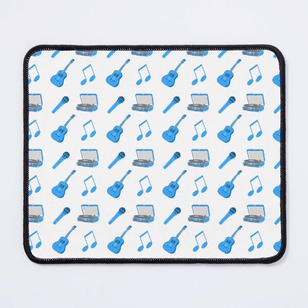 Item preview, Blue Music collection, record player, guitar, microphone and musical note designed and sold by Lindsay Marie Patterns.
