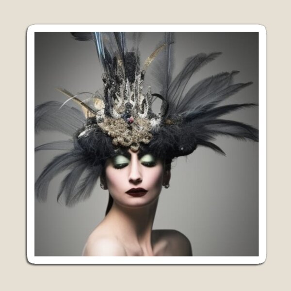 And her taut silks,  her hat with its tenebrous plumes,  her slender bejeweled hand  waft legendary magic Magnet