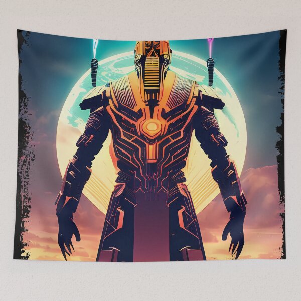 Item preview, Ra Egyptian Sun God Cyberpunk Sticker - Futuristic Design Featuring Ra, the Powerful Deity of Ancient Egypt in a Cyberpunk Style - Perfect for Laptops, Water Bottles, and More! designed and sold by Mytho Merch.