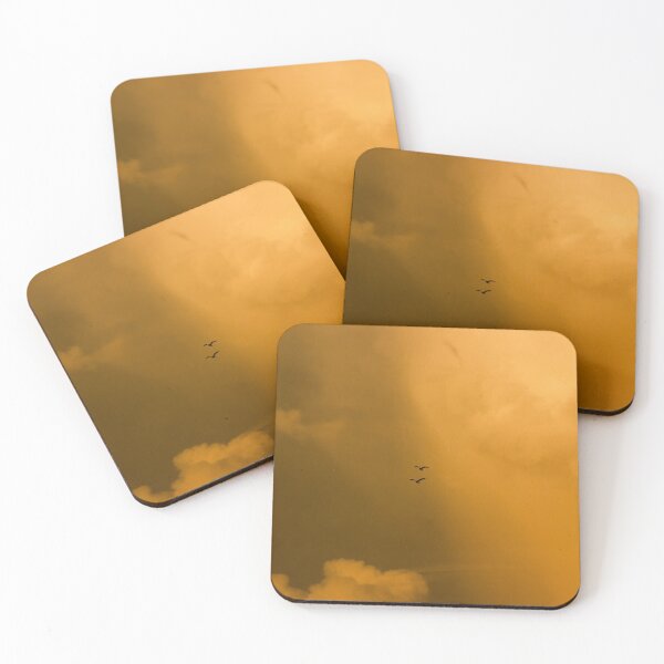 Item preview, Minimalist Photograph of Dusky Yellow Rainy Sky and Birds Flying designed and sold by MintoG.