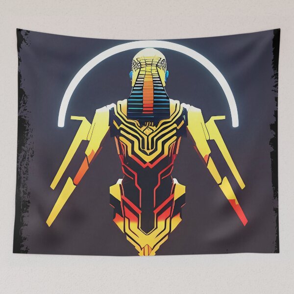 Item preview, Ra Egyptian Sun God Cyberpunk Sticker - Futuristic Design Featuring Ra, the Powerful Deity of Ancient Egypt in a Cyberpunk Style - Perfect for Laptops, Water Bottles, and More! designed and sold by Mytho Merch.