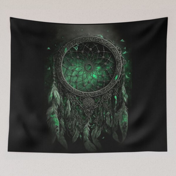 Item preview, Green Glow Dreamcatcher - Native American Spiritual Symbol Dream Protection designed and sold by Dragonstrom.