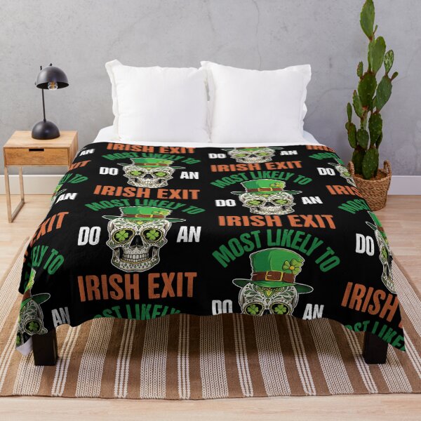 Item preview, Most Likely To Do An Irish Exit Funny St. Patrick's Sugar Skull designed and sold by GravitiTees.