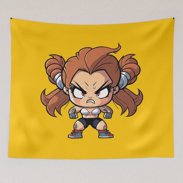 Item preview, Angry chibi fitness girl with muscles designed and sold by Jarmo Piironen.