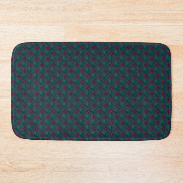Black Hellebore Flowers Abstract Geometric Design Bath Mat