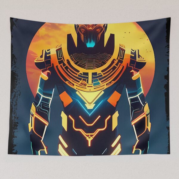 Item preview, Ra Egyptian Sun God Cyberpunk Sticker - Futuristic Design Featuring Ra, the Powerful Deity of Ancient Egypt in a Cyberpunk Style - Perfect for Laptops, Water Bottles, and More! designed and sold by Mytho Merch.