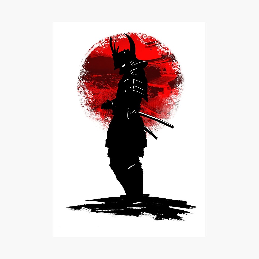 Red sun Samurai" Metal for Sale by | Redbubble