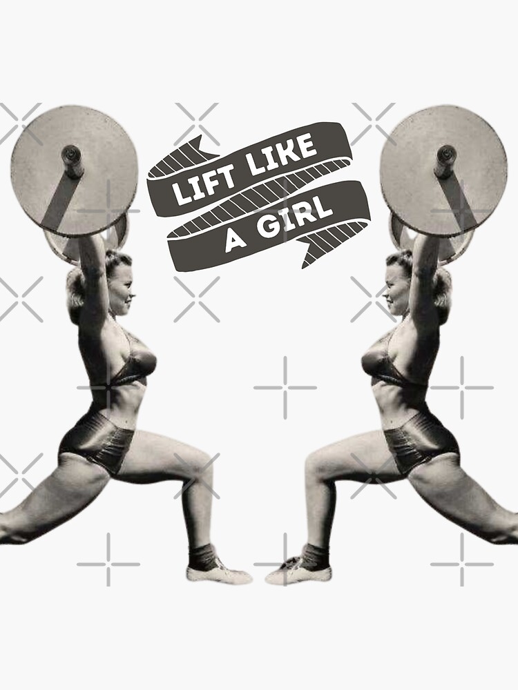 Thumbnail 3 of 3, Sticker, Vintage Bodybuilder Lift Like A Girl designed and sold by TeeKid.