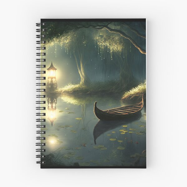 Item preview, Glowing Lantern Illuminates Magical Pond with Small Boat designed and sold by Dragonstrom.