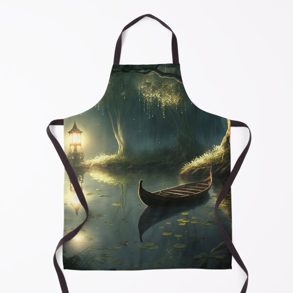 Item preview, Glowing Lantern Illuminates Magical Pond with Small Boat designed and sold by Dragonstrom.