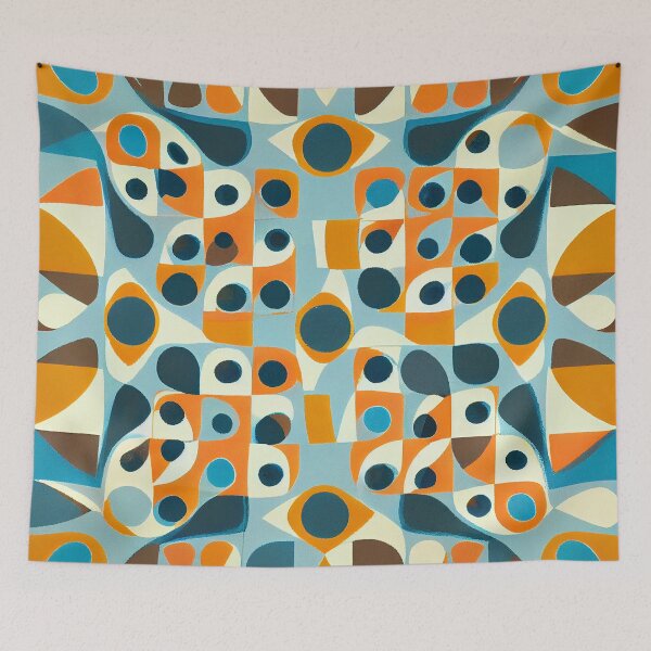Item preview, Designer Square Vibrant Flat Midcentury Modern Pattern Digital Painting designed and sold by CodeAndColors.