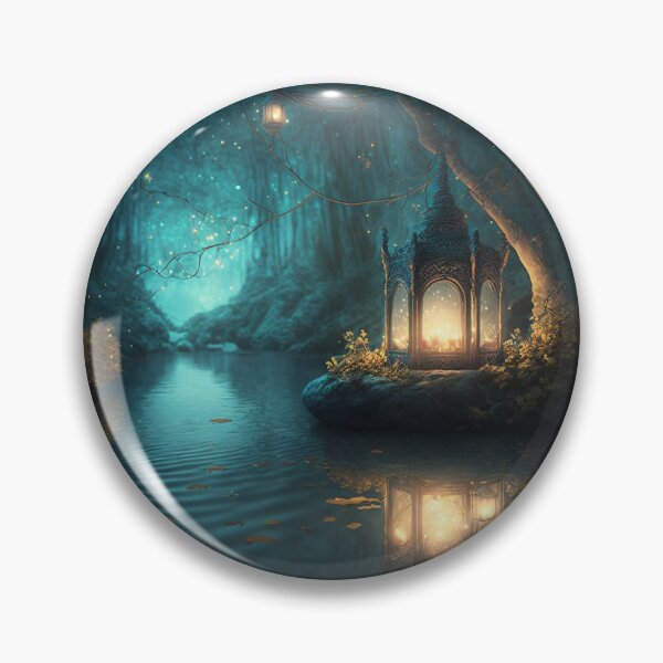 Item preview, Enchanted Lantern Illuminates Magical Pond in a Fairytale Forest designed and sold by Dragonstrom.