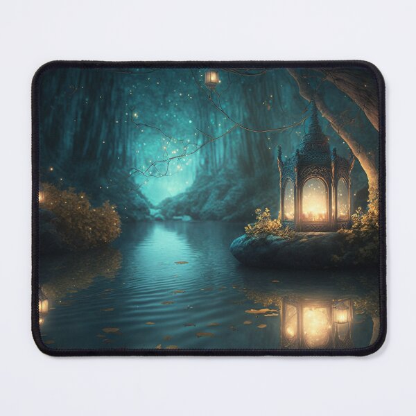 Item preview, Enchanted Lantern Illuminates Magical Pond in a Fairytale Forest designed and sold by Dragonstrom.