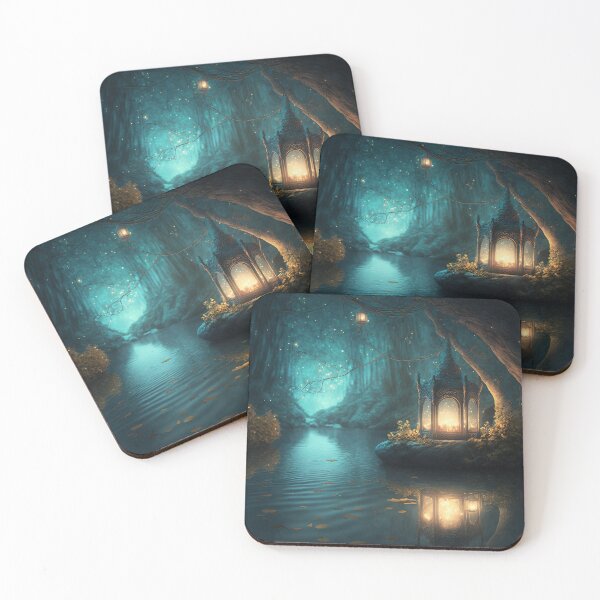 Item preview, Enchanted Lantern Illuminates Magical Pond in a Fairytale Forest designed and sold by Dragonstrom.