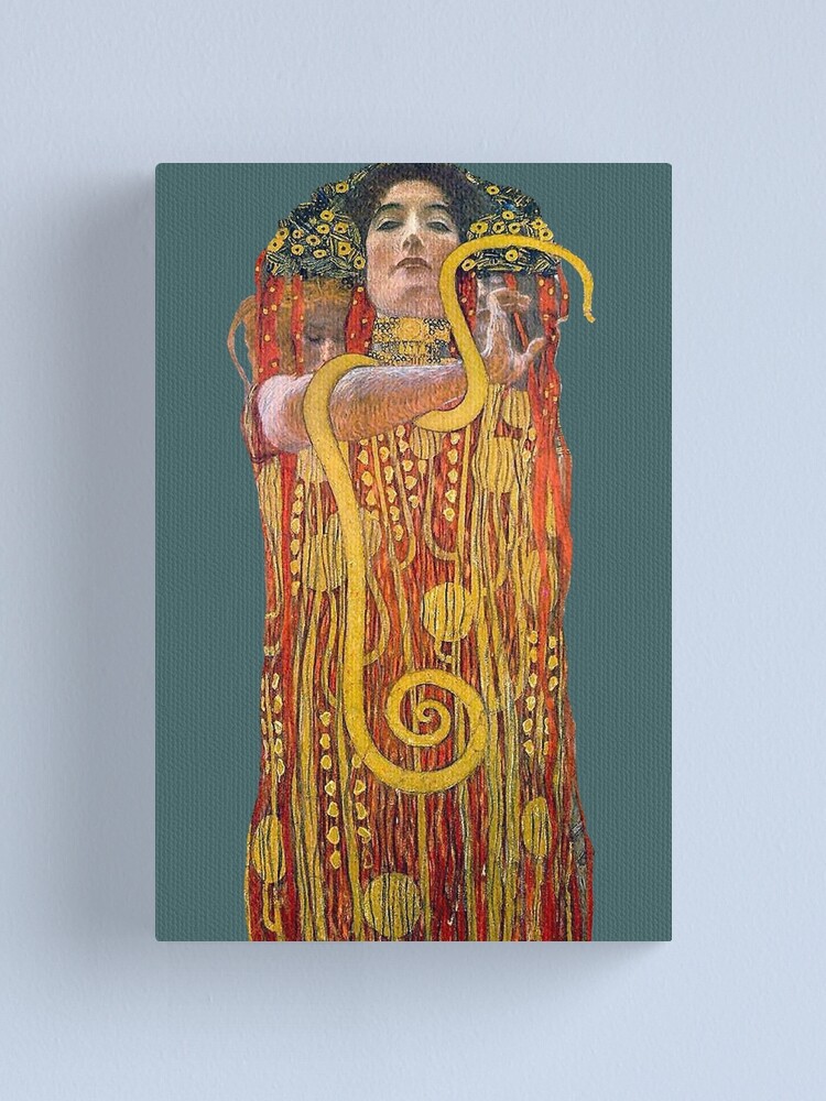 Hygieia by Gustav Klimt, cutout version, famous masterpiece, gold and red  colors