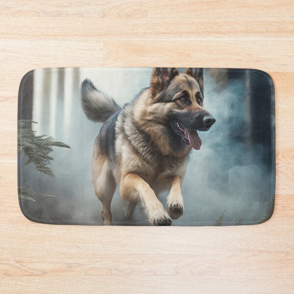 Item preview, Running with a German Shepherd in the Foggy Forest designed and sold by DaniFantasy.