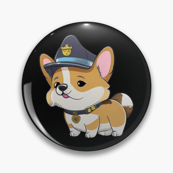 Item preview, Kawaii Happy Corgi Becomes a Hero in Blue Adorable Police Hat-Wearing Pup Steals Hearts Everywhere! designed and sold by Akira Miyamoto.