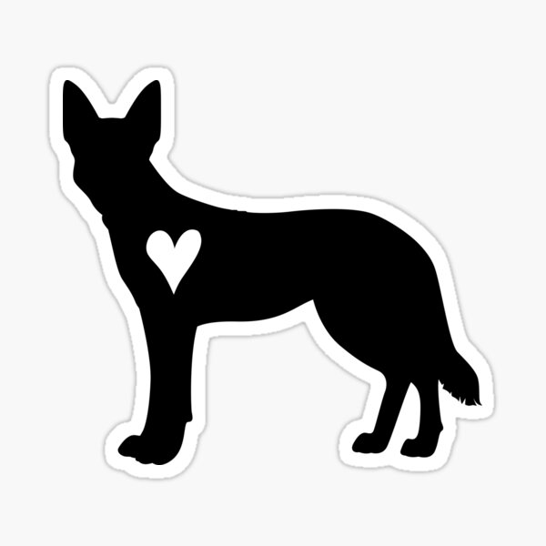 Item preview, Australian Kelpie Black Silhouette with Heart designed and sold by Omoozo.