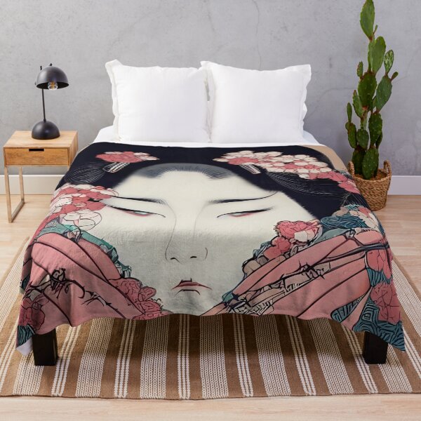 Aperçu de l'œuvre Geisha sous un arbre en fleurs #3 - Style Takato Yamamoto créée et vendue par PrintForTheSoul.