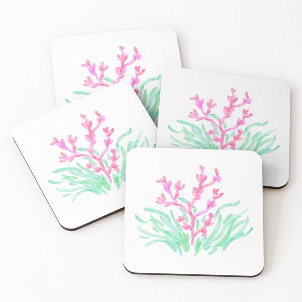 Item preview, Handdrawn Green Ocean Seaweed and Pink  Coral Reef designed and sold by megasunnie.
