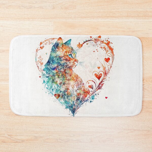 Item preview, Cute cat in colorful floral heart designed and sold by avocadonic.
