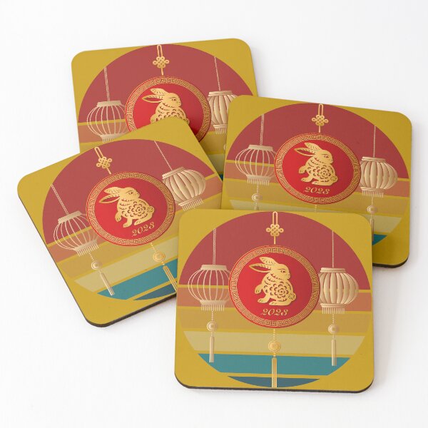 Item preview, chinese golden relief paper cut art rabbit and lantern,ornament designed and sold by MerryCrown.
