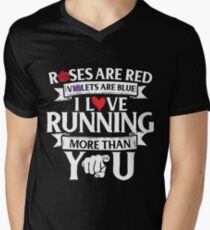 Hearts Funny Valentine Tshirt Roses are Red Violets Are Blue I Love Running Shirt (M2) Men's V-Neck T-Shirt