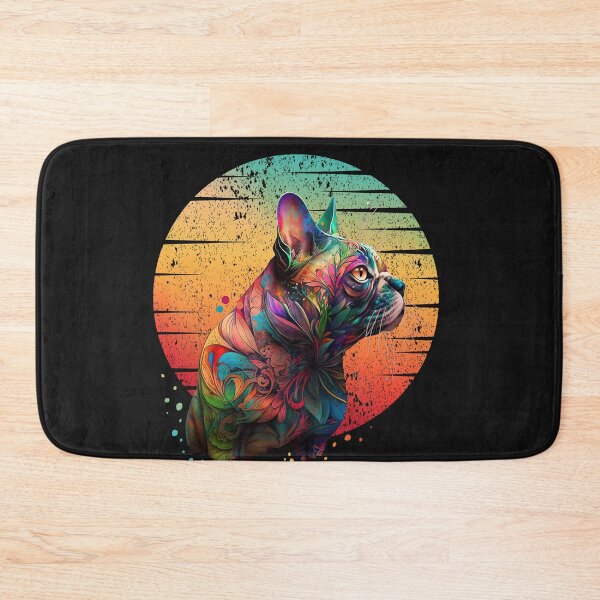 Item preview, Cat and Sunset Colorful cute watercolor, cat tattoo, rainbow color, colored, psychedelic designed and sold by Collagedream.