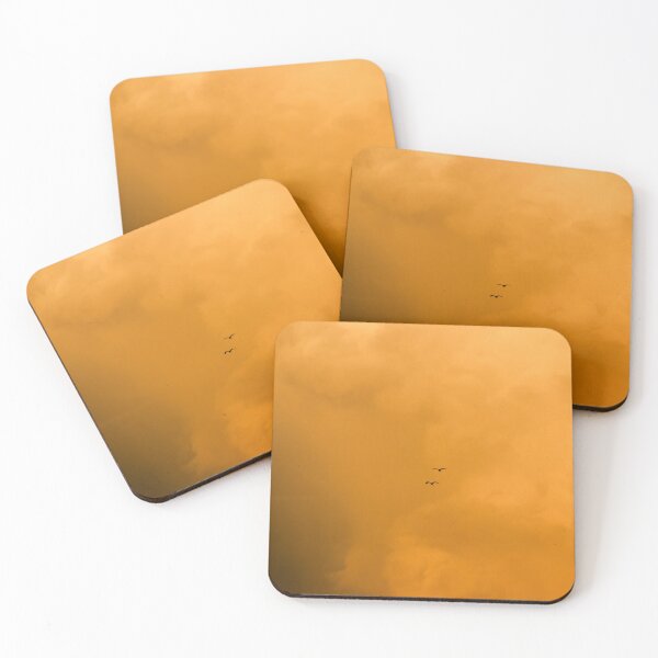 Item preview, Minimalist Photograph of Dusky Yellow Rainy Sky and Birds Flying designed and sold by MintoG.