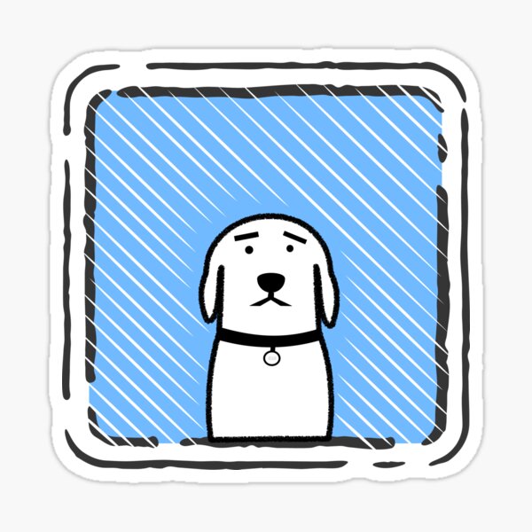 Cute little Dog waiting at the window (blue) Sticker