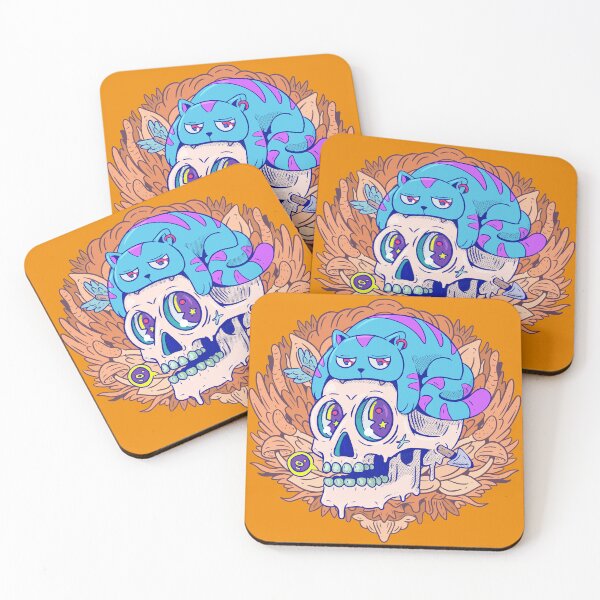 Item preview,  Cat illustration on skulls designed and sold by zuzutr.