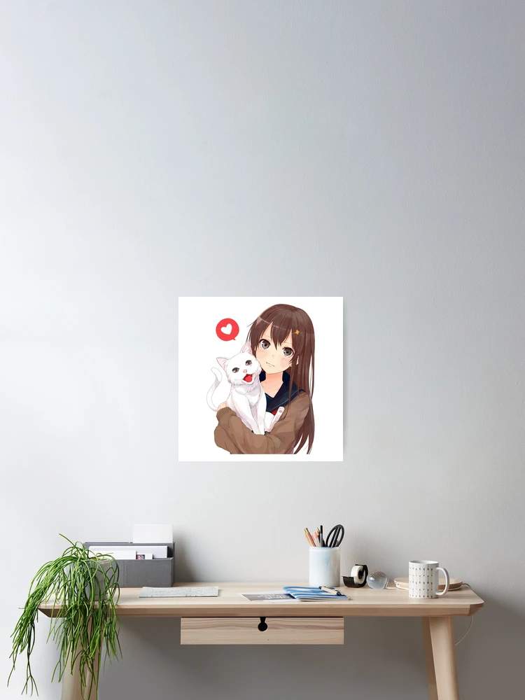 Poster Menina de Gato de Anime Bonita