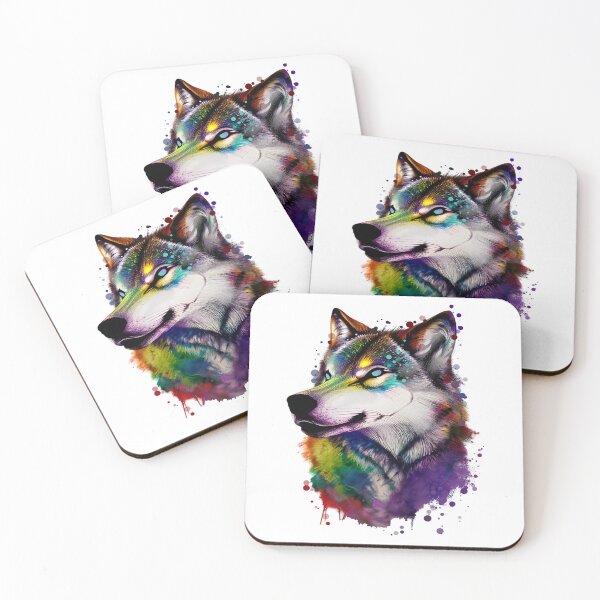 Item preview, Wolf's face colorful watercolor wolfhound designed and sold by Ascooepics.