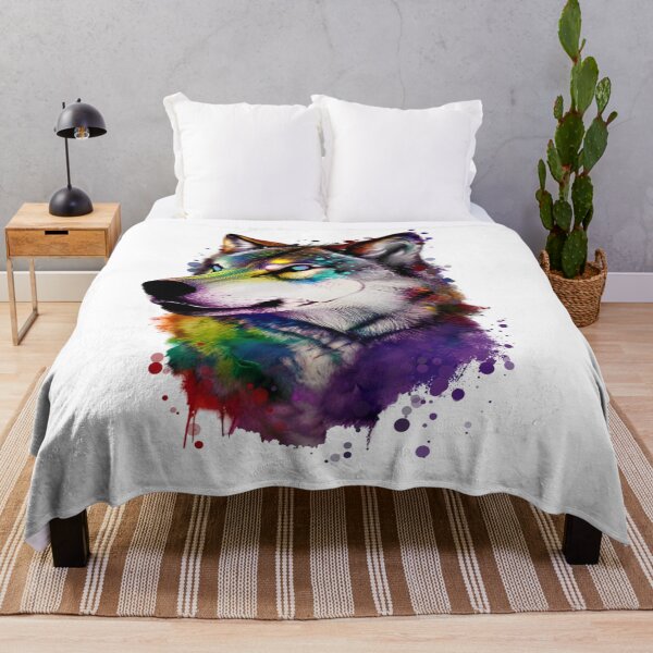 Item preview, Wolf's face colorful watercolor wolfhound designed and sold by Ascooepics.