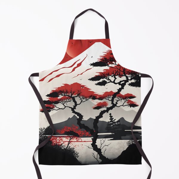 Item preview, Japanese Landscape, red and white vector art designed and sold by Kenneth Heiss.
