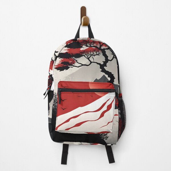 Item preview, Japanese Landscape, red and white vector art designed and sold by Kenneth Heiss.
