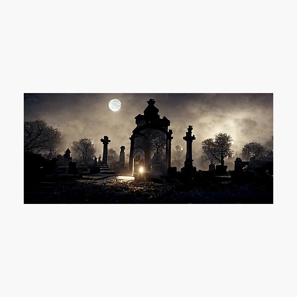 Item preview, Victorian Grave yard at night designed and sold by IKnowYouDream.