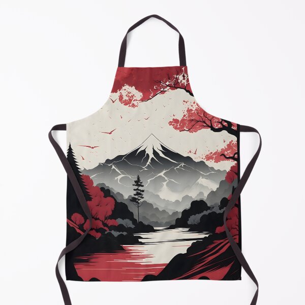 Item preview, Japanese Landscape, red and white vector art designed and sold by Kenneth Heiss.