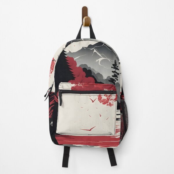 Item preview, Japanese Landscape, red and white vector art designed and sold by Kenneth Heiss.