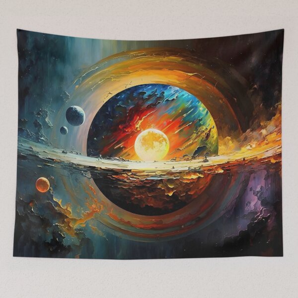 Aperçu de l'œuvre Galaxie spatiale - Système solaire - Planètes vibrantes - Inspiré de Leonid Afremov créée et vendue par Viperzx.