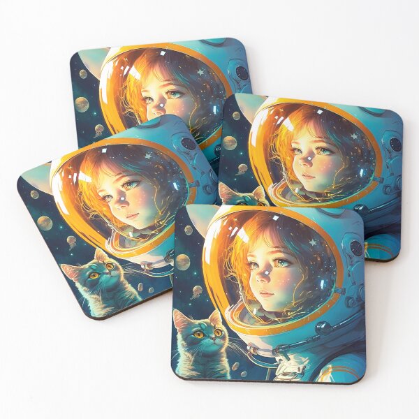 Item preview, Girl & Сat in Space Fantastic Anime Retro 70s designed and sold by AIWanderer.