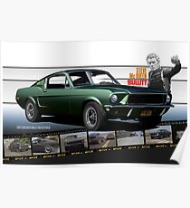Steve McQueen Bullitt 1968 Ford Mustang Poster