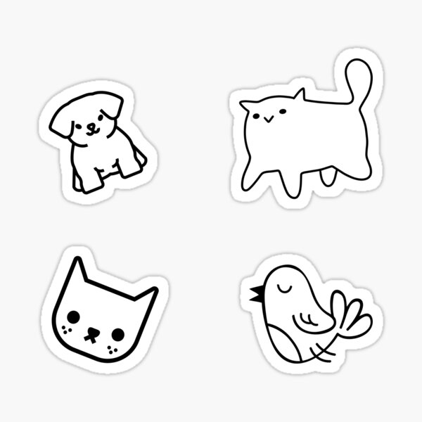 Item preview, CUTE DOG CAT BIRD OUTLINE Transparent Background designed and sold by Teesite.