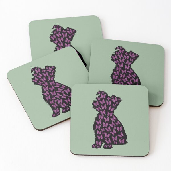 Item preview, Yorkshire Terrier Dog Silhouette with Butterflies designed and sold by SeasonalDogs.