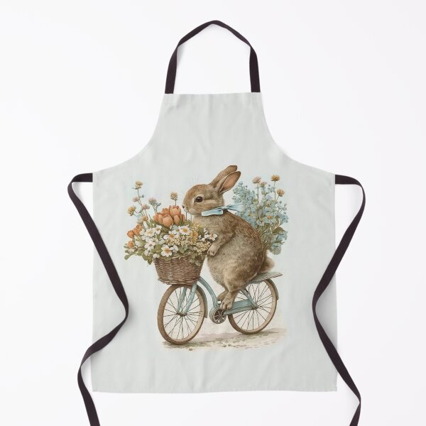 Item preview, Cottagecore Style Bunny Rabbit On a Bicycle With Flowers designed and sold by TheLovelyWild.