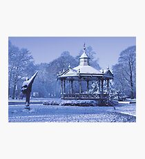 Music Kiosk in the snow - in blue Photographic Print